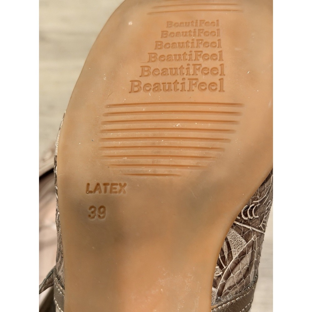 GA2 BeautiFeel Brown Leather Embroidered Mary janes Flats Women's 39 (8-8.5 US) - Picture 8 of 9